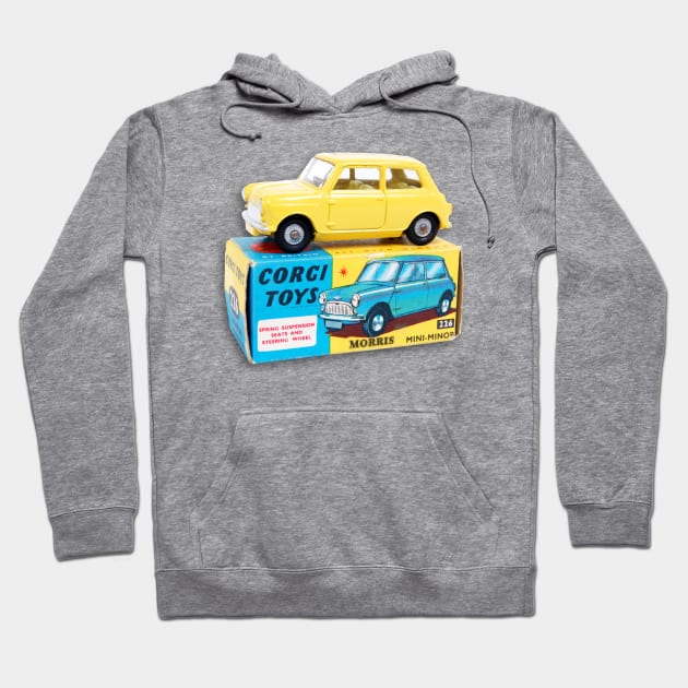 YELLOW MORRIS MINOR TOY CAR Hoodie by Throwback Motors